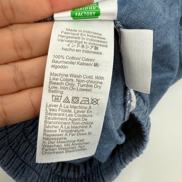 J Crew Pants Women 8 Blue Chambray Drawstring Cotton Tapered Coastal Lagenlook - Picture 6 of 11